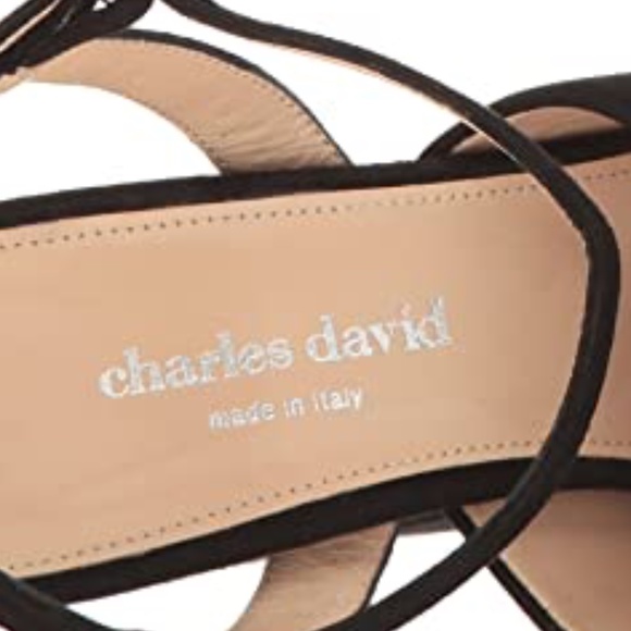 Charles David Rima Black Suede Platform Dress Sandal Leather Block Heel Pumps 10 - Picture 6 of 12